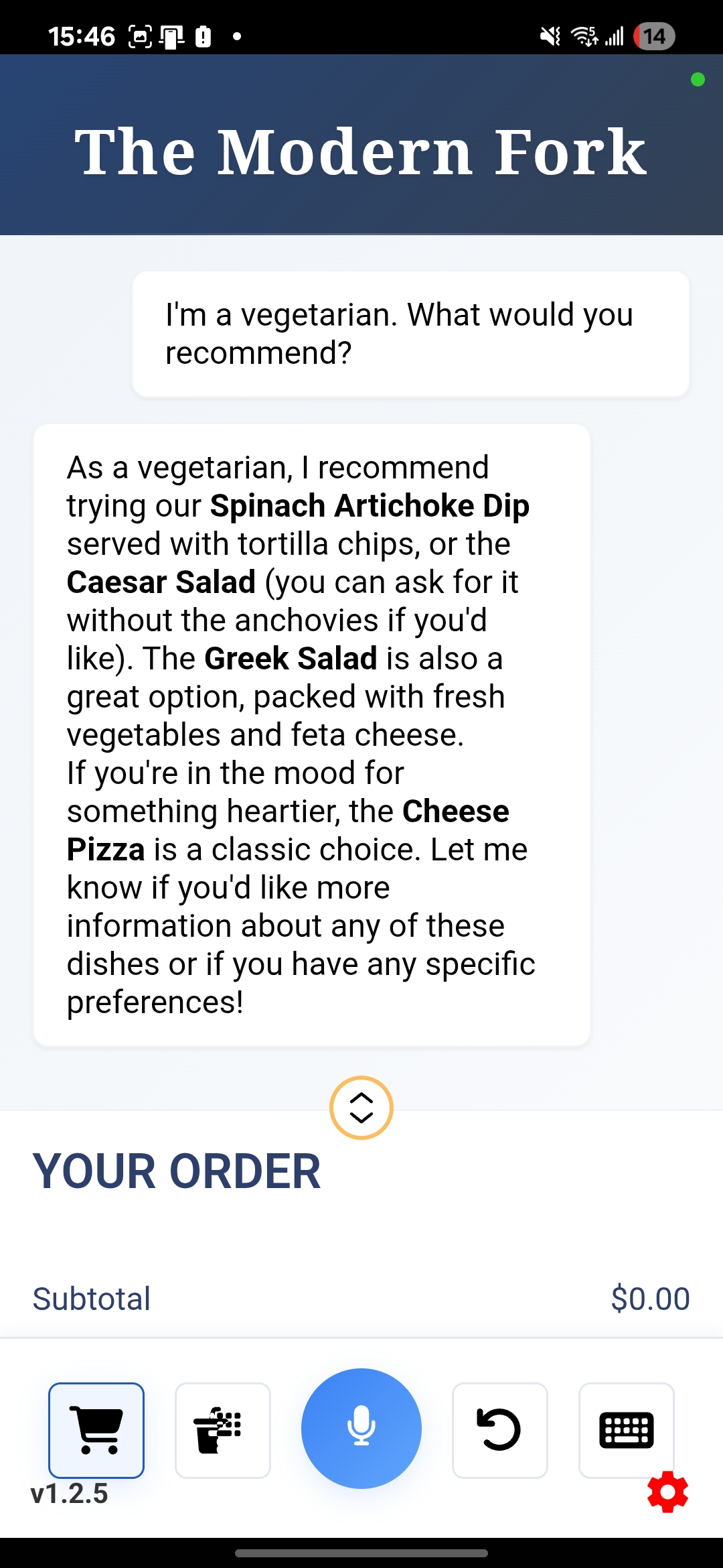 Menu Assistant Cloud Query